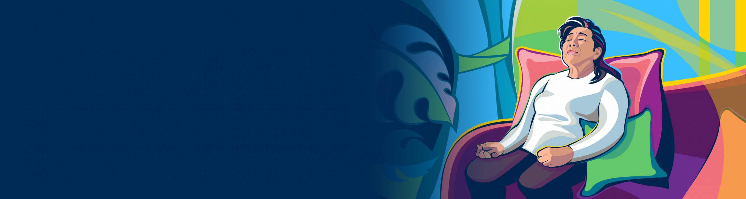 A woman resting on a couch.